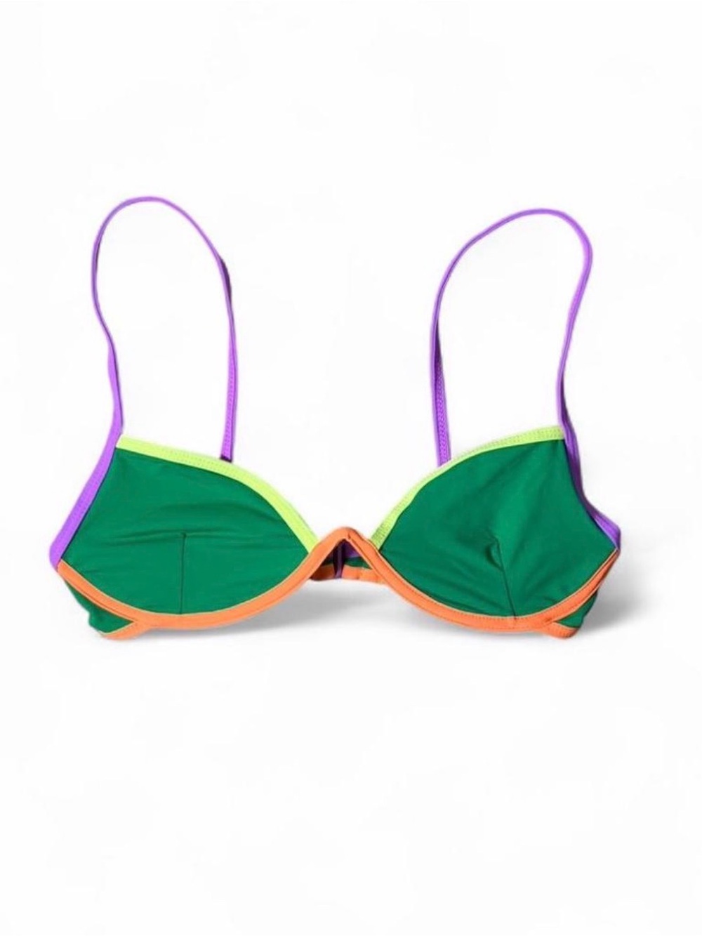 Oneone Neon Colorblock Underwire Bikini Top Small Green Purple Orange Swim